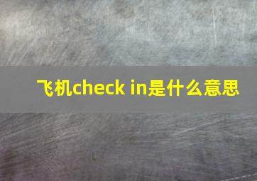 飞机check in是什么意思